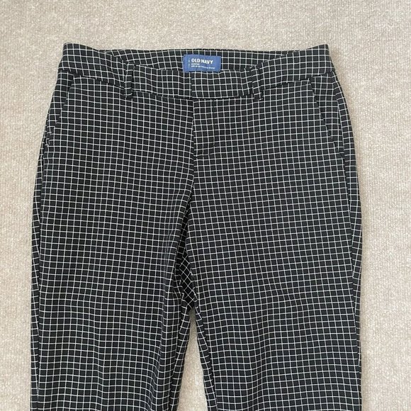 Old Navy Crop Pants Womens 2 Black White Plaid Harper Stretch Casual 24" Inseam - Picture 2 of 11